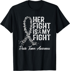 Brain Tumor Awareness Her Fight Is My Support T-Shirt - T-Shirt | Black