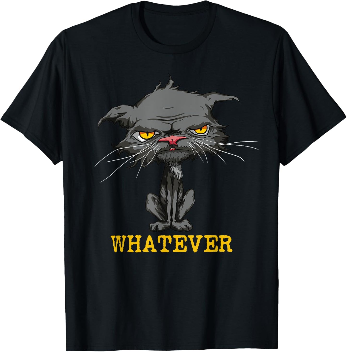 Whatever Angry Cat Funny Sarcastic Bored Cat Lovers Meh Men Women Kids T-Shirt - T-Shirt | Black