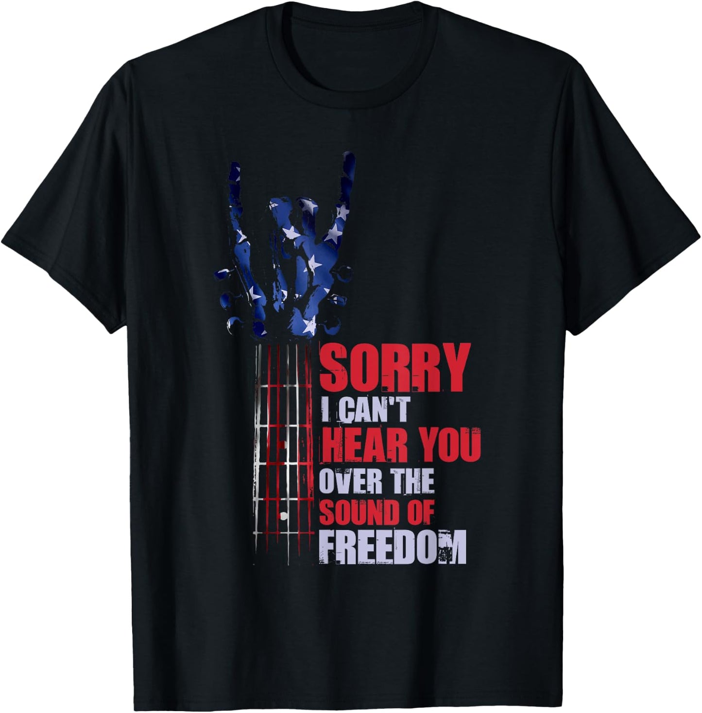 Guitarist 4th Of July American Flag Guitar T-Shirt - T-Shirt | Black