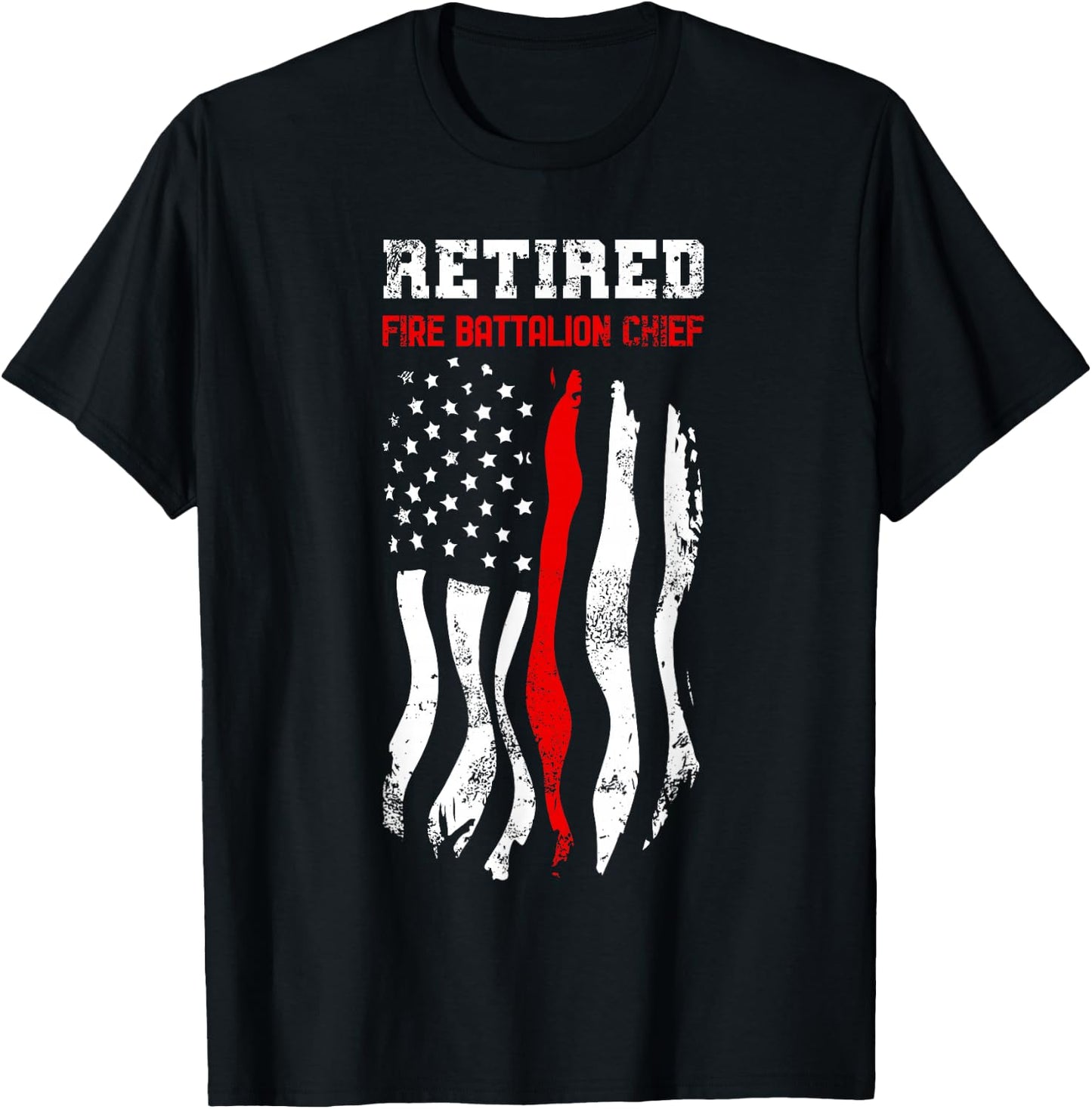 Retired Fire Battalion Chief American Fireman Fourth Of July T-Shirt - T-Shirt | Black