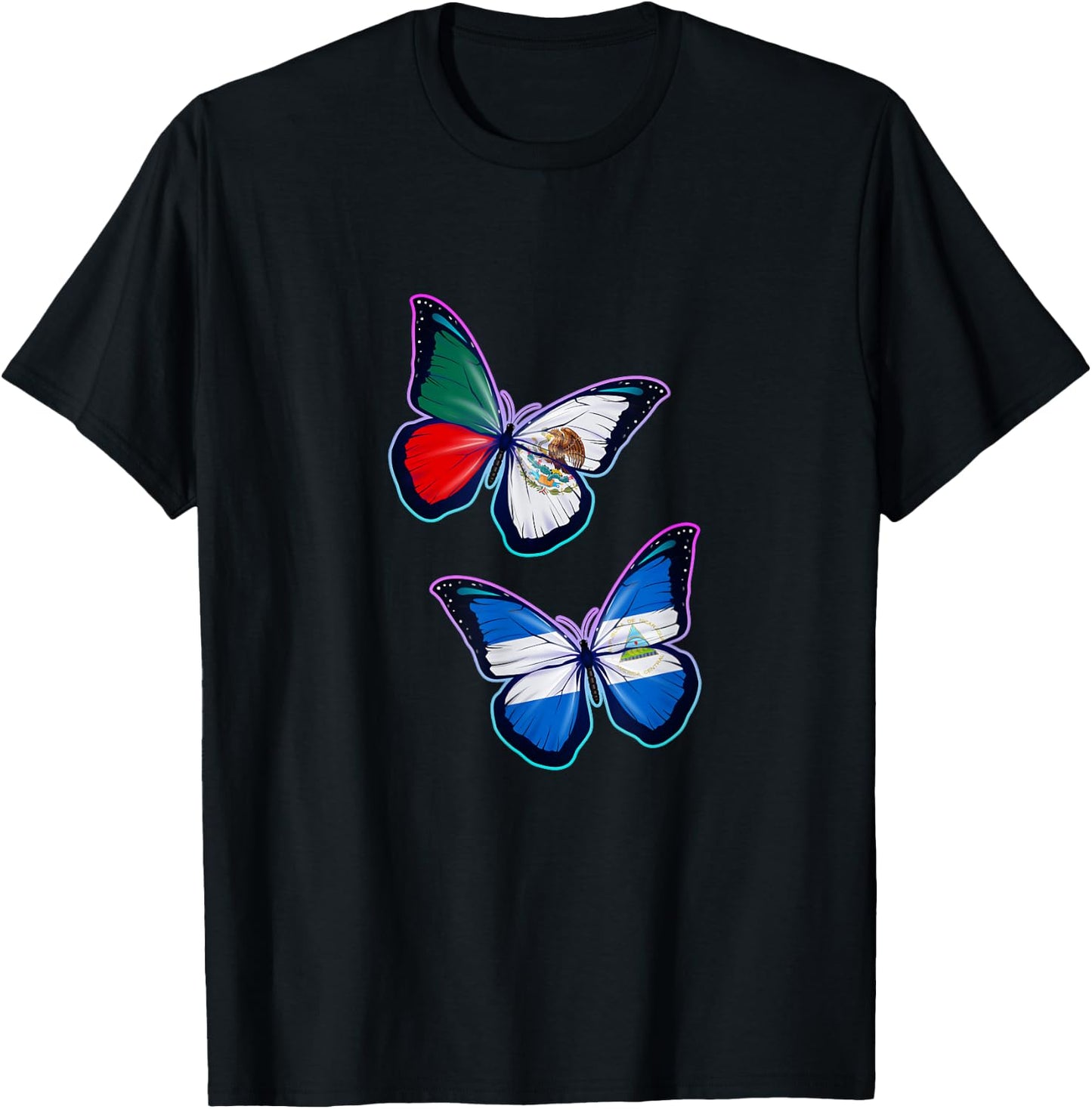 Nicaragua and Mexico bicultural roots. Butterfly version T-Shirt - T-Shirt | Black