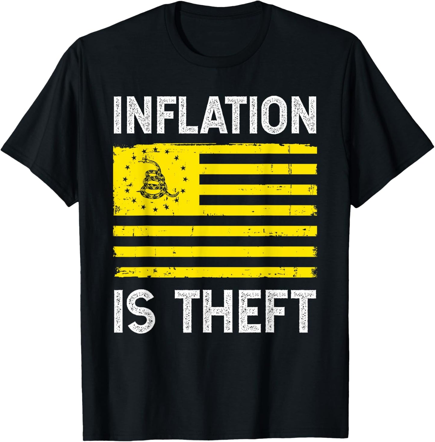 Inflation Is Theft Gadsden Flag T-Shirt - T-Shirt | Black