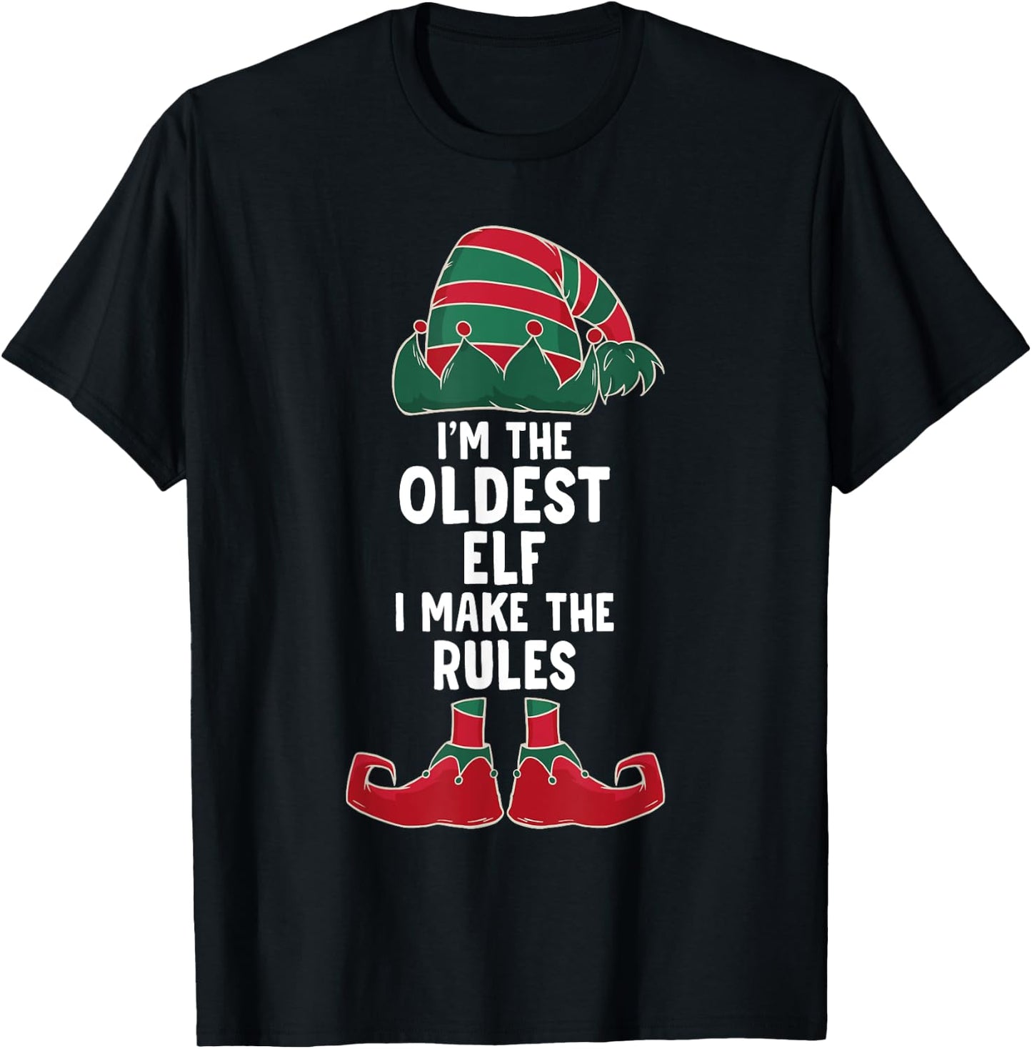 Oldest Sister & Brother Funny Christmas Elf Sibling T-Shirt - T-Shirt | Black
