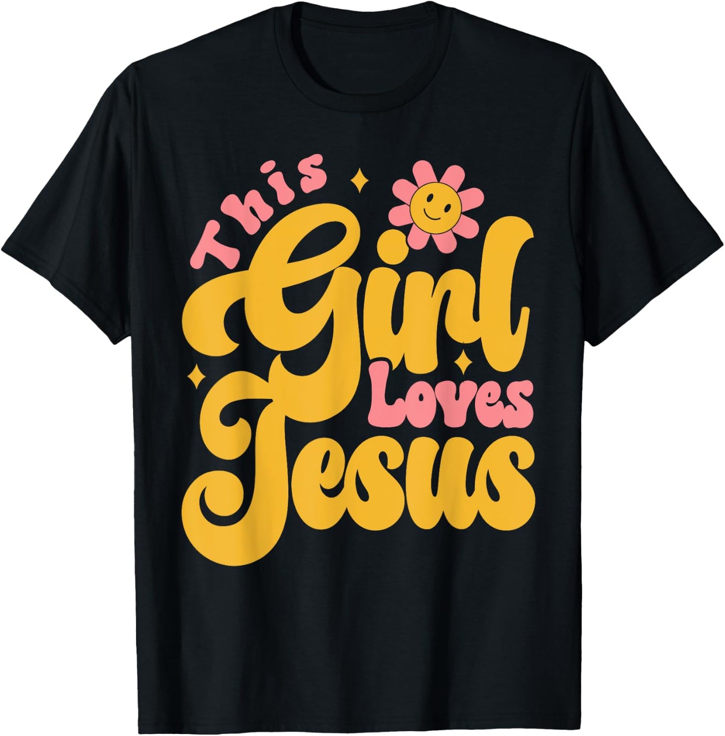 Christian Retro This Girl Loves Jesus God 70s T-Shirt - T-Shirt | Black