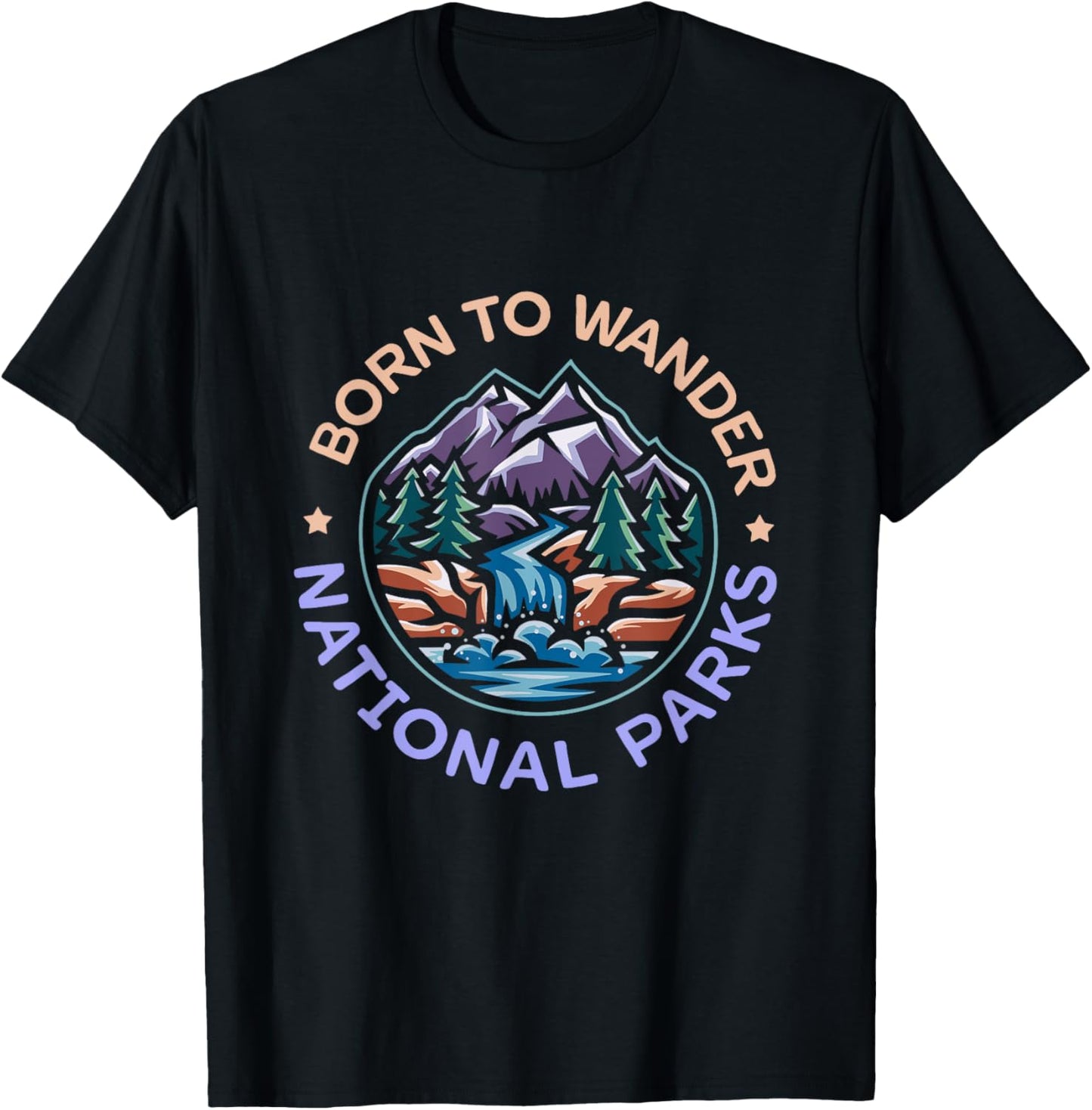 Born To Wander National Parks T-Shirt - T-Shirt | Black