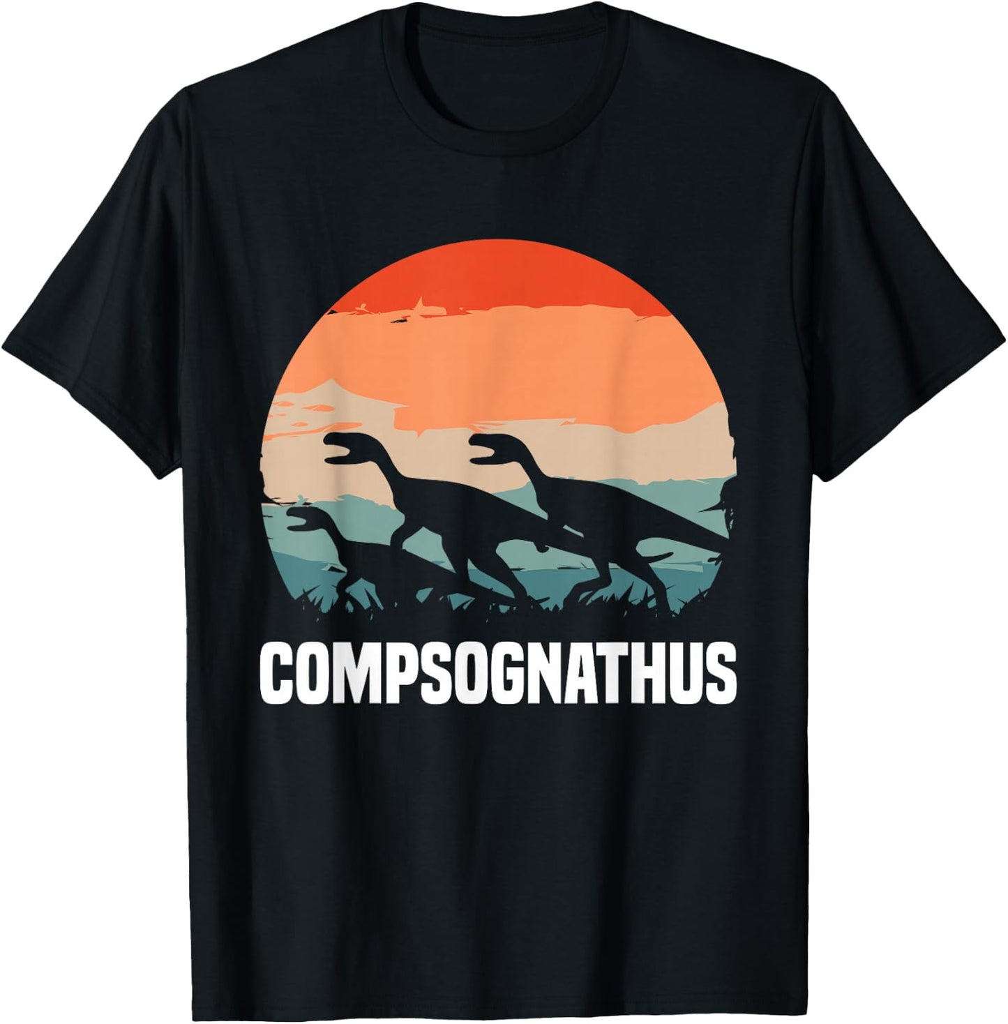 Retro Vintage Compsognathus Dinosaur Lovers T-Shirt - T-Shirt | Black