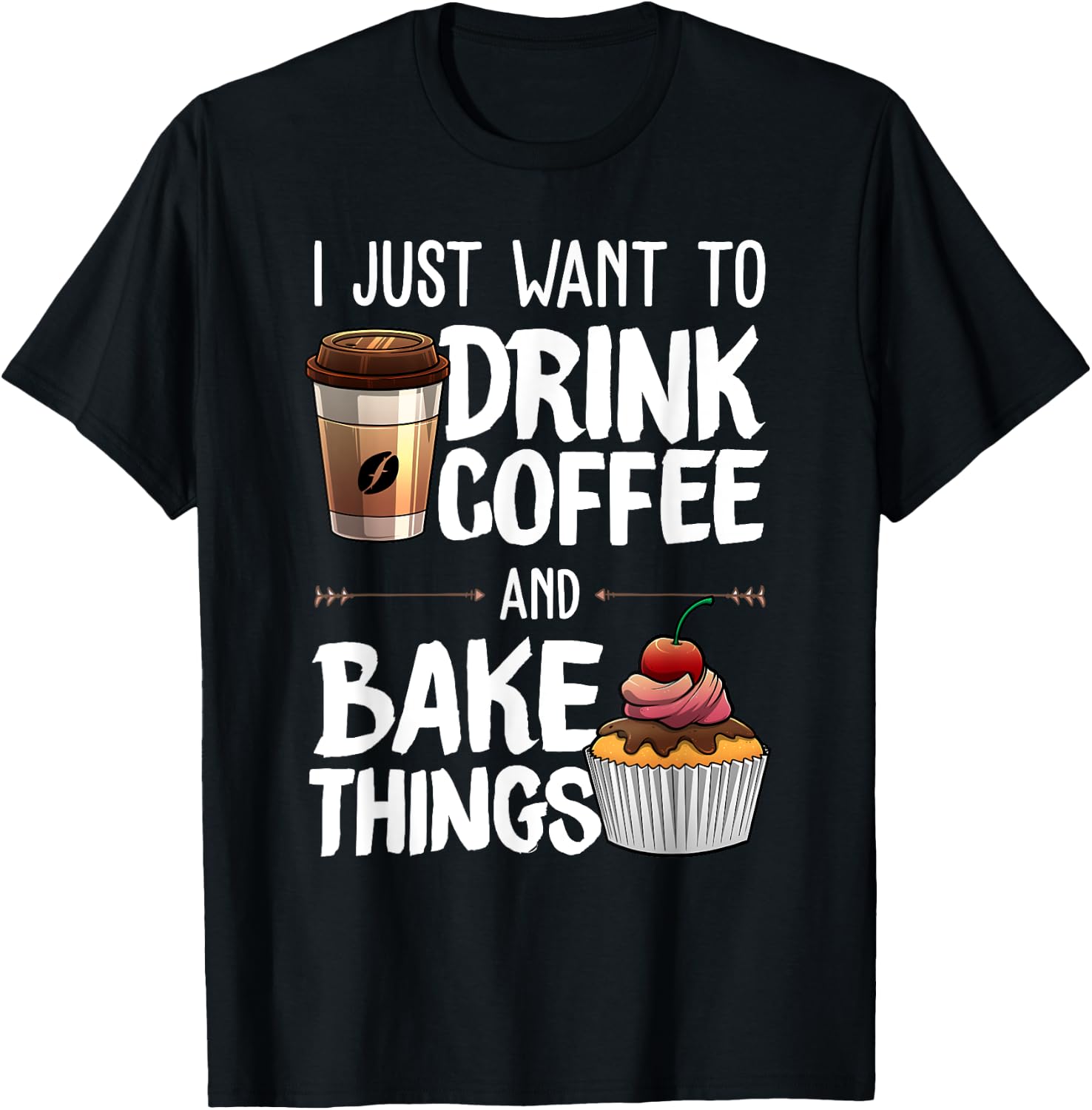 Funny Baking Gift Women Baker Drinking Coffee Lover T-Shirt - T-Shirt | Black