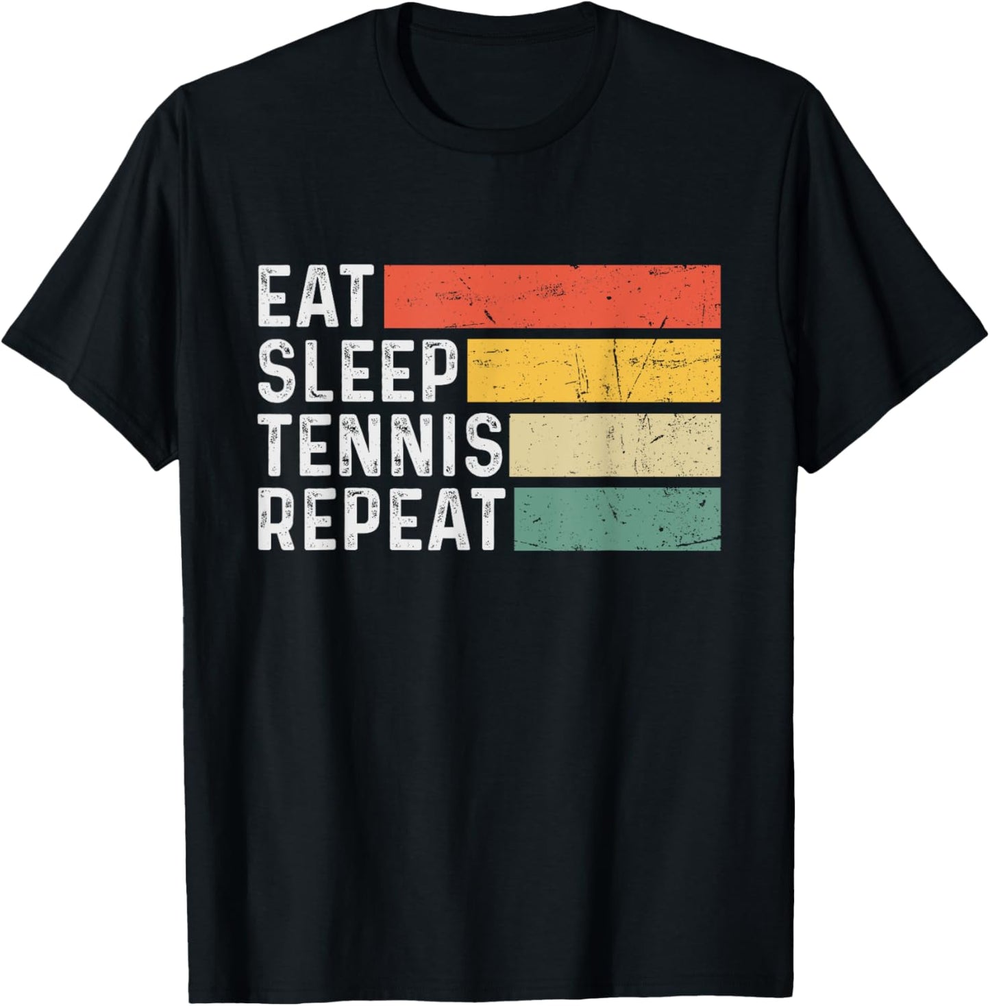 Tennis Lover Funny Retro Vintage - Eat Sleep Tennis Repeat T-Shirt - T-Shirt | Black