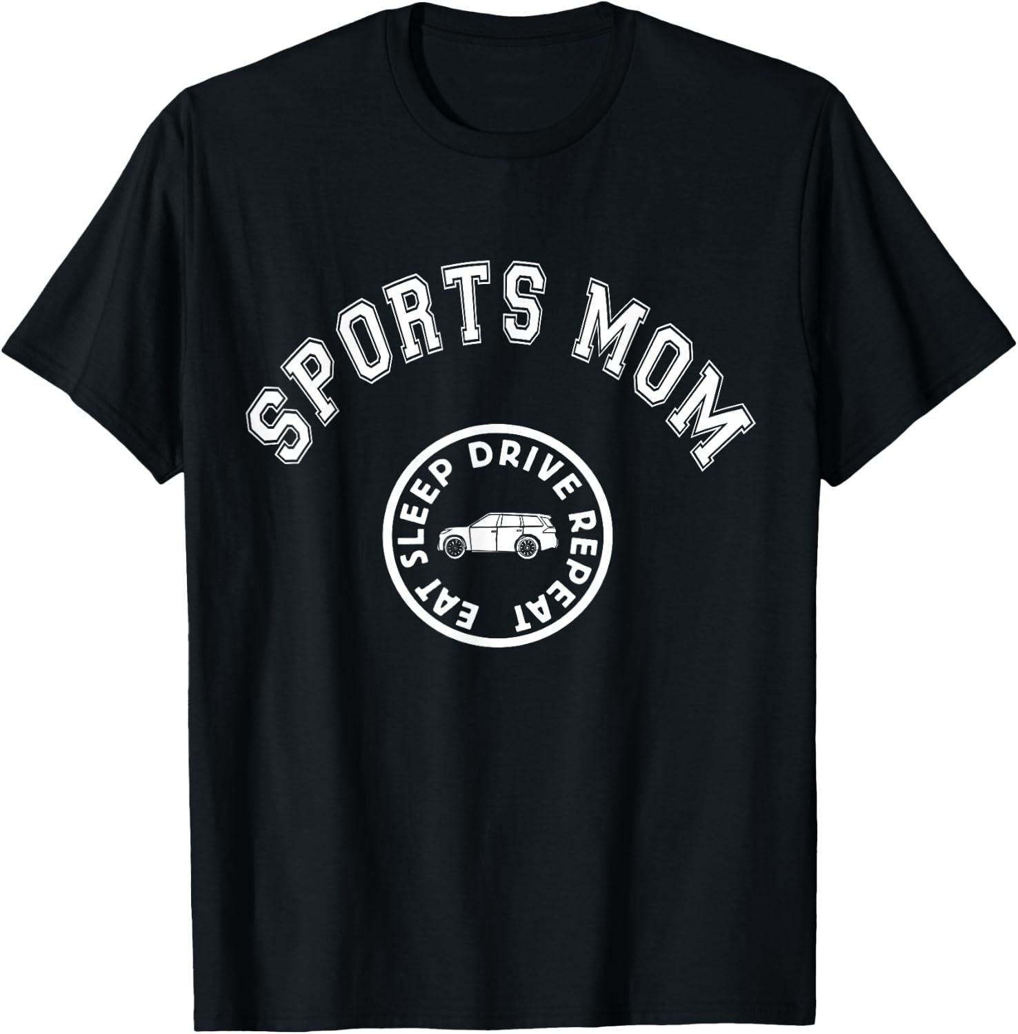 Eat Sleep Sports Mom Hockey Cheer Baseball Mothers Day T-Shirt - T-Shirt | Black