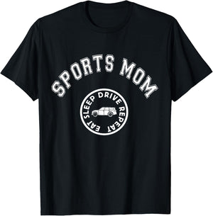 Eat Sleep Sports Mom Hockey Cheer Baseball Mothers Day T-Shirt - T-Shirt | Black