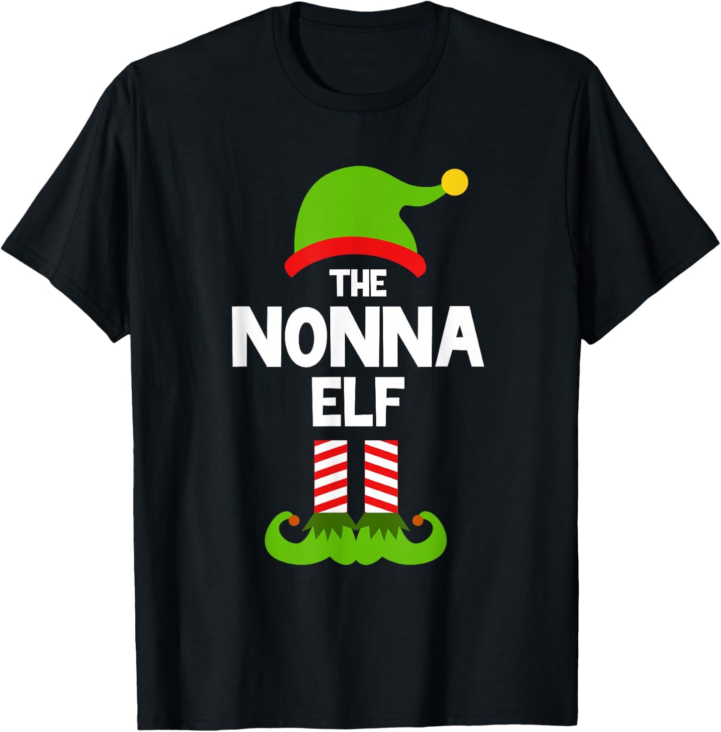 I'm The Nonna Elf Christmas Family Pajama Funny T-Shirt - T-Shirt | Black