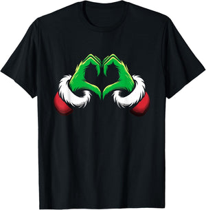 Funny Elf Heart Hands Love Christmas T-Shirt - T-Shirt | Black