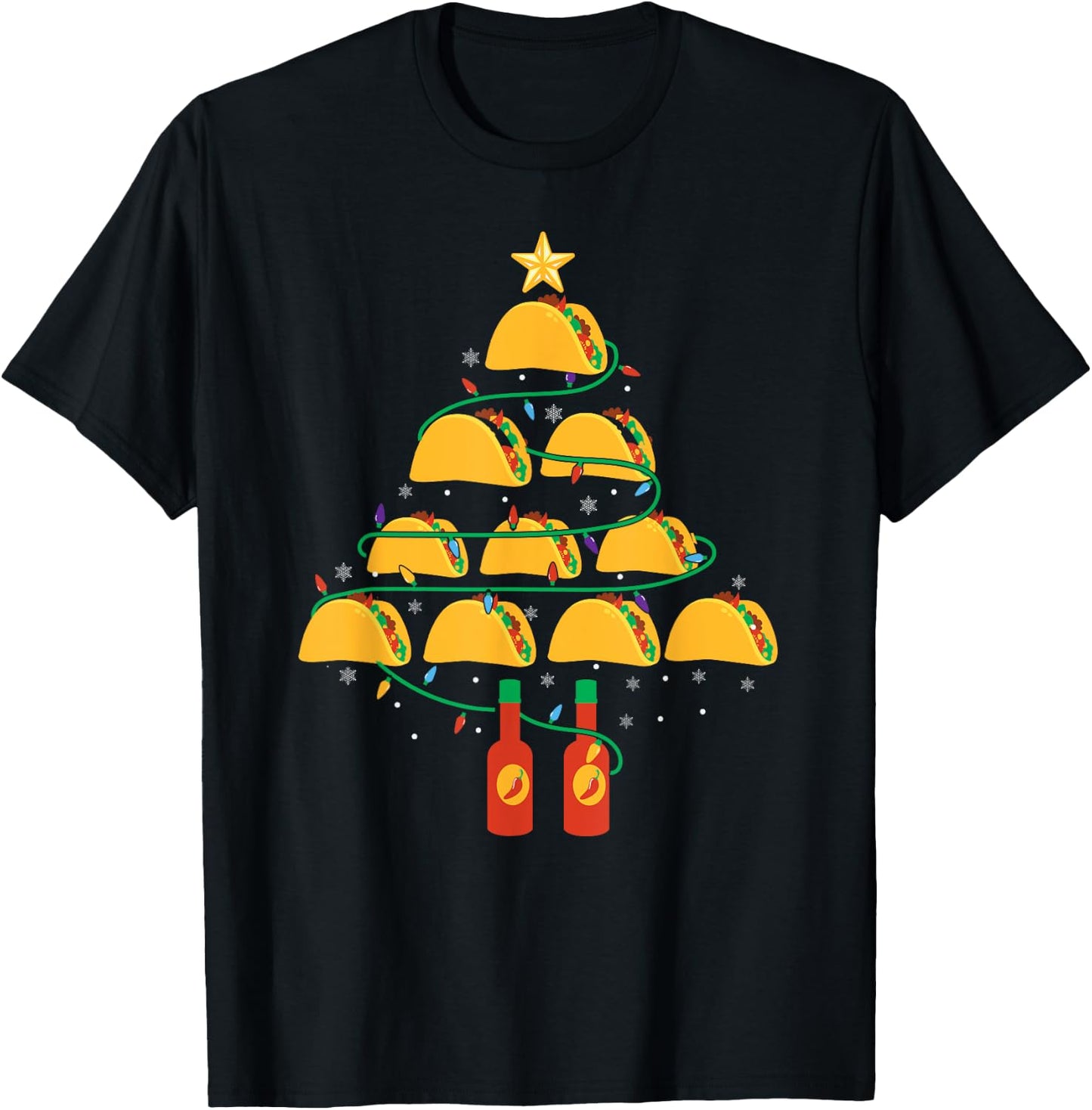 MY TACOS CHRISTMAS TREE Pajama Shirt Xmas Funny T-Shirt - T-Shirt | Black