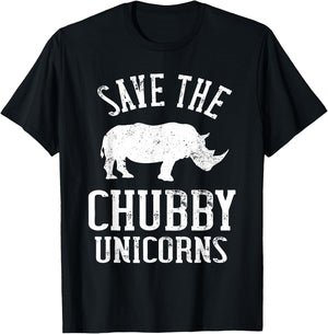 Save The Chubby Unicorns Animal Rights Rhinoceros Rhino T-Shirt - T-Shirt | Black