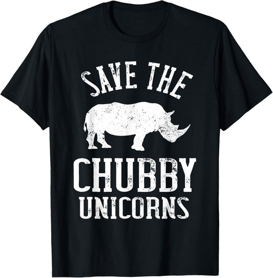 Save The Chubby Unicorns Animal Rights Rhinoceros Rhino T-Shirt - T-Shirt | Black