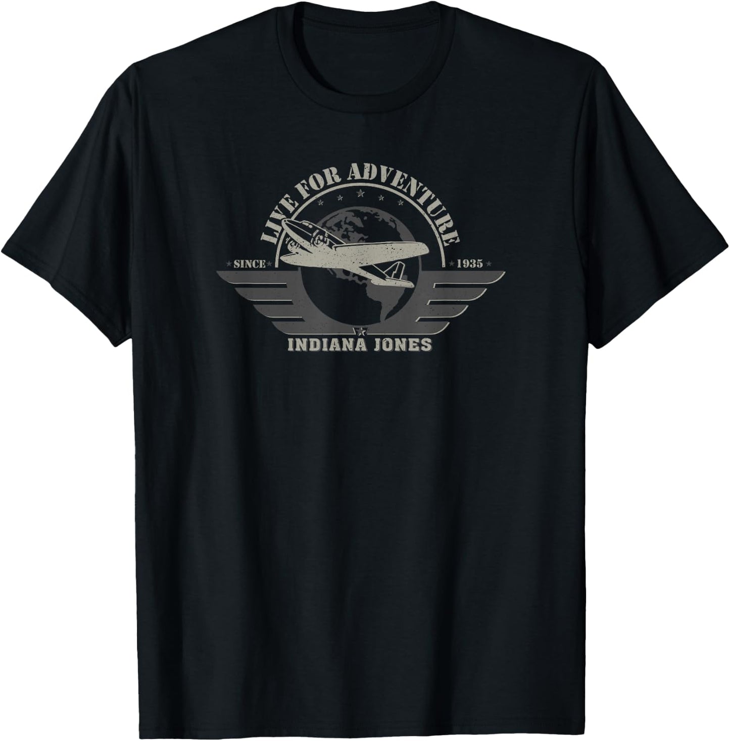 Indiana Jones and The Temple of Doom Aviation Badge Logo T-Shirt - T-Shirt | Black