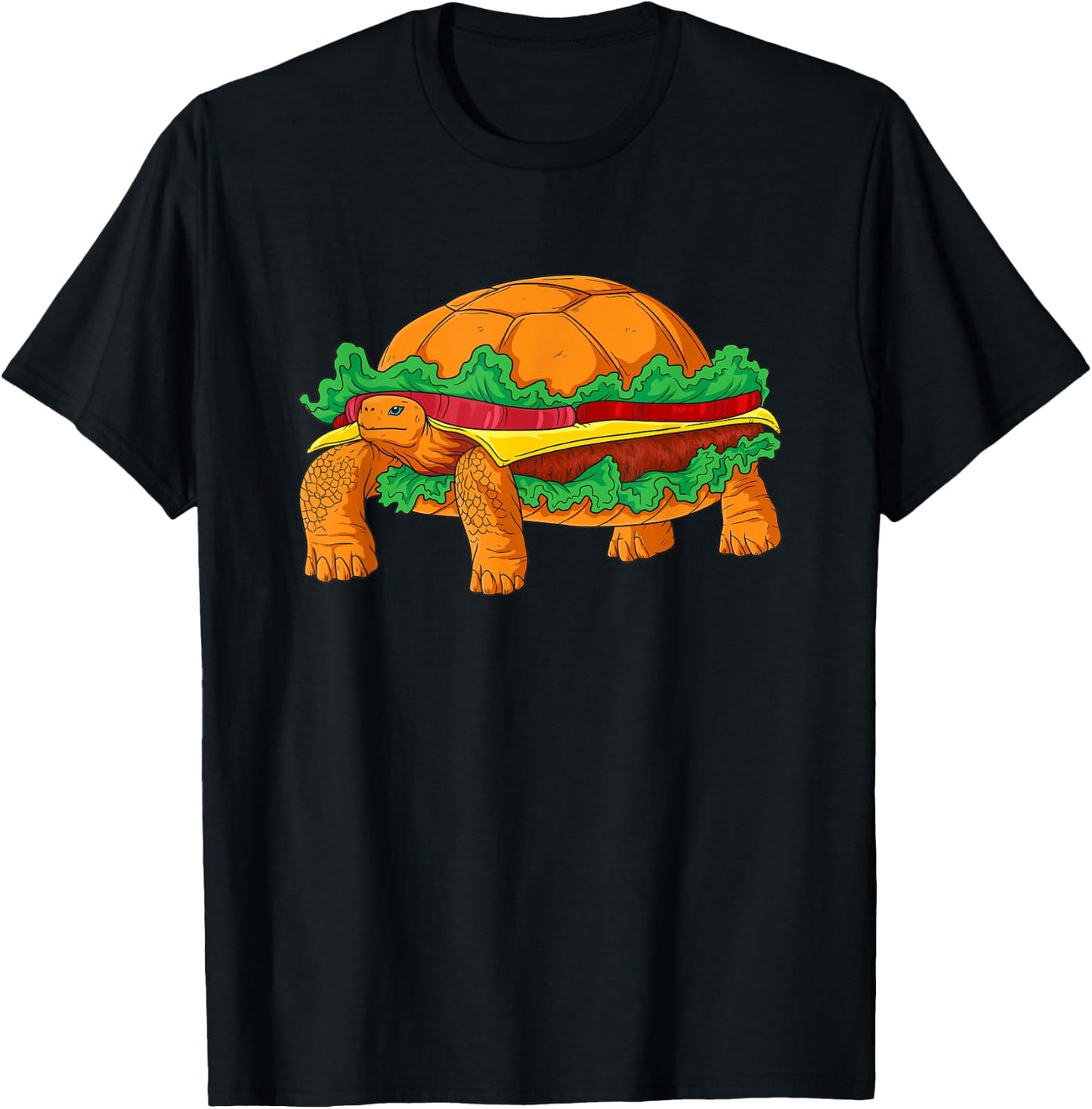 Funny Hamburger Turtle Fast Food Animal T-Shirt - T-Shirt | Black