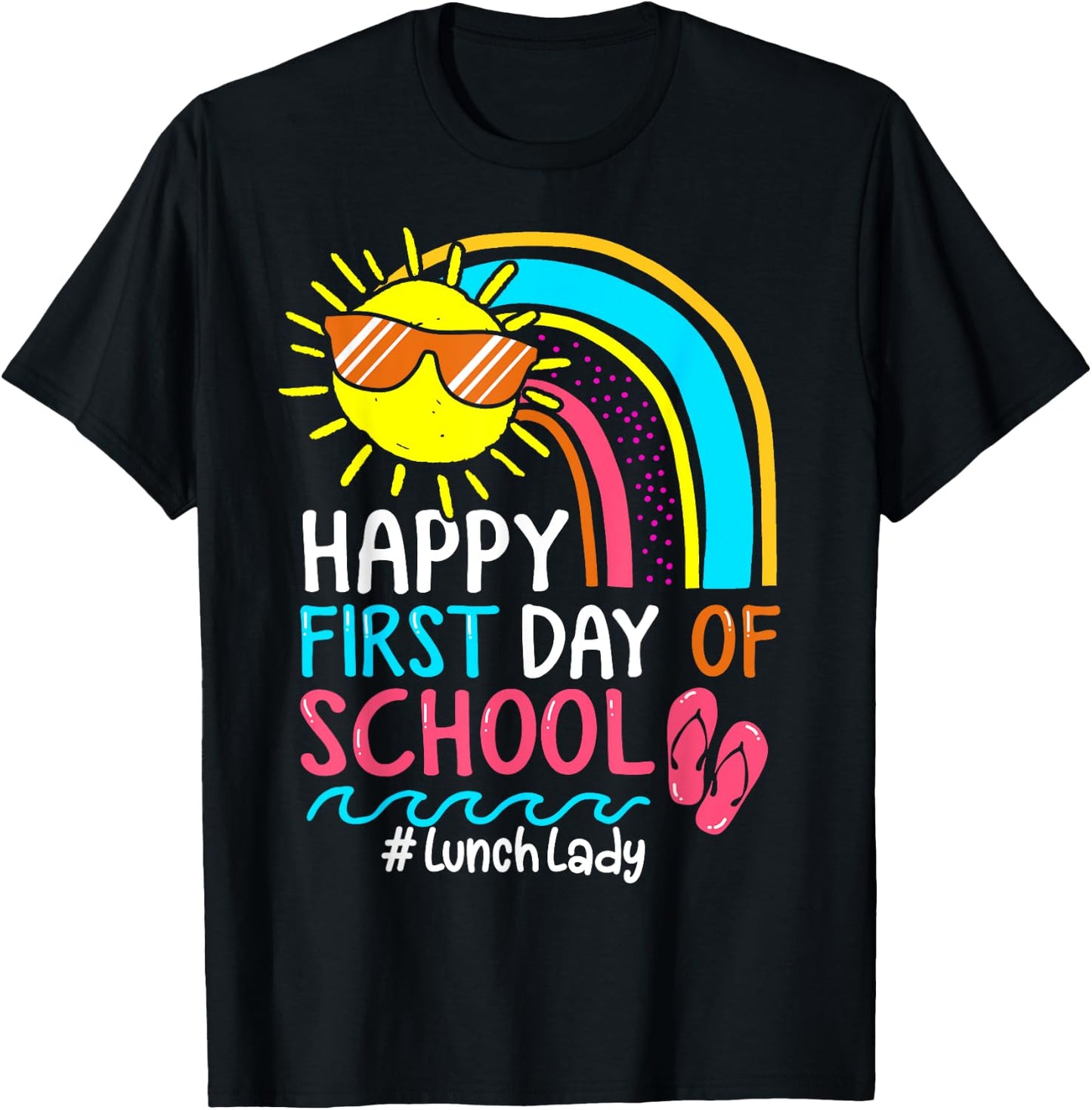 Welcome Back To School Lunch Lady Rainbow Fist day of school T-Shirt - T-Shirt | Black