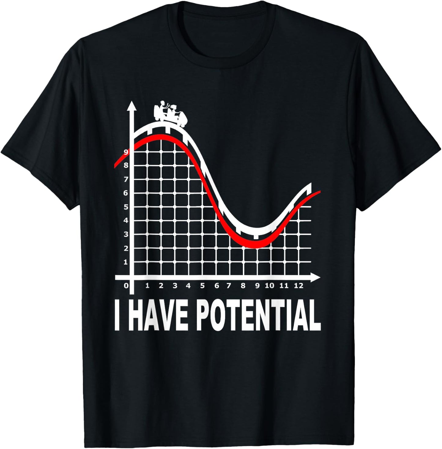 I Have Potential Energy -Roller Coaster- Funny Physics T-Shirt - T-Shirt | Black