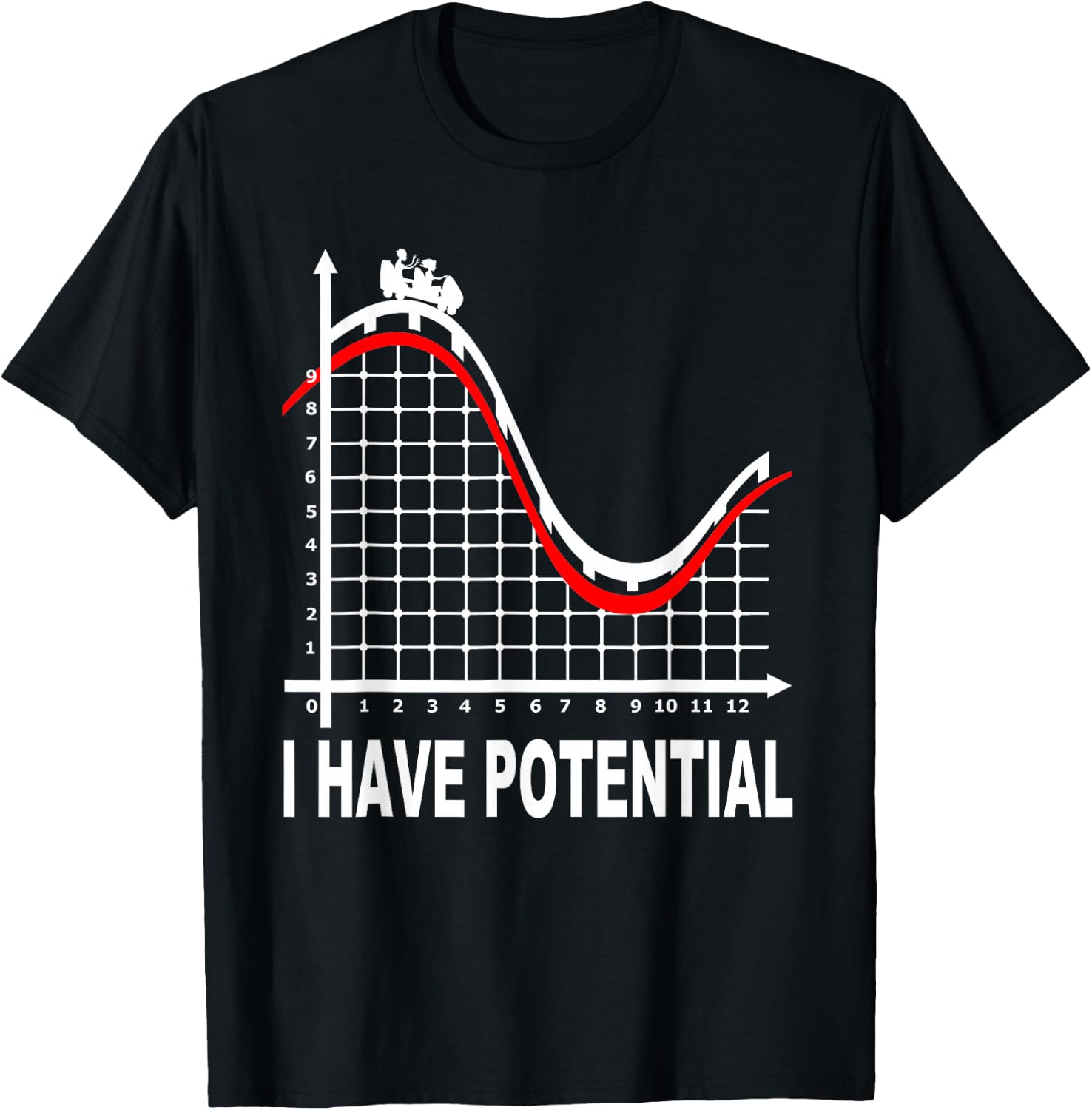 I Have Potential Energy -Roller Coaster- Funny Physics T-Shirt - T-Shirt | Black