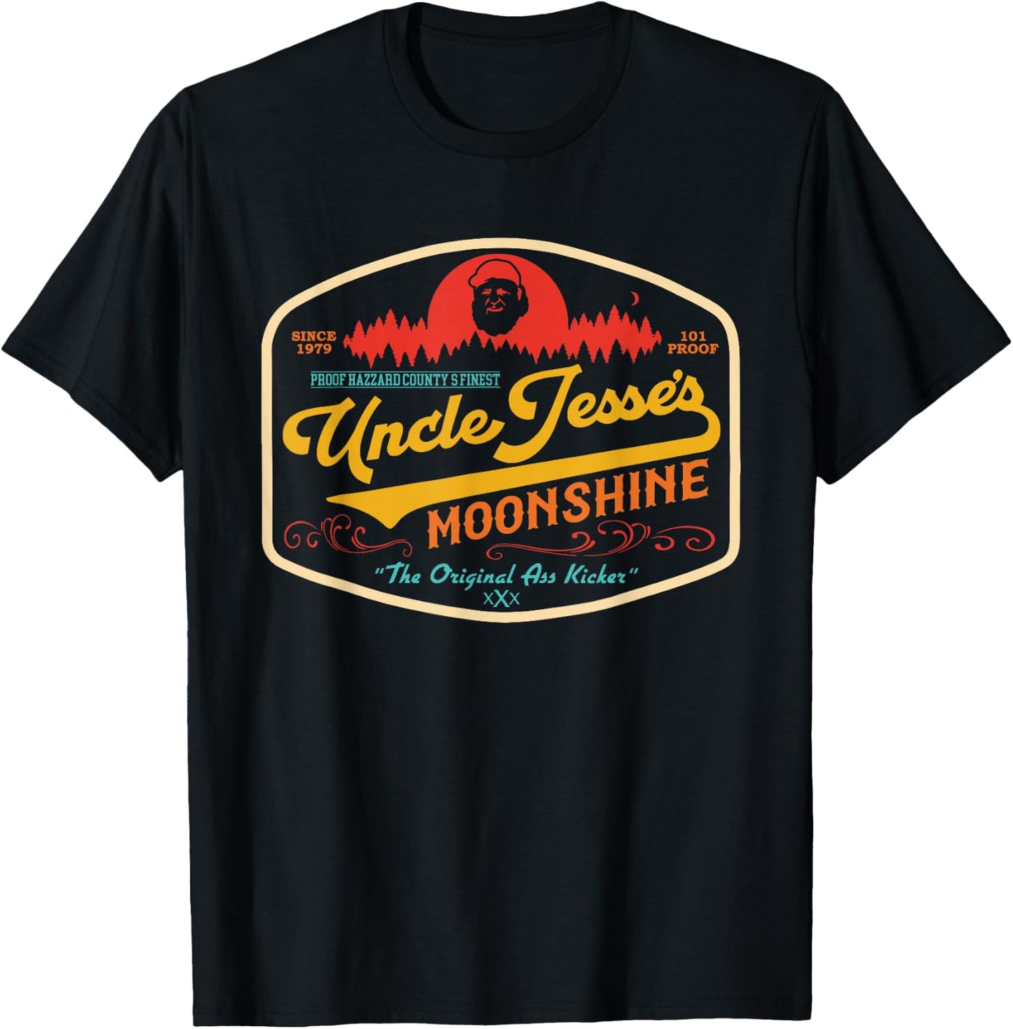 101 Proof Hazzard County's Finest Uncle Jesse's Moonshine T-Shirt - T-Shirt | Black