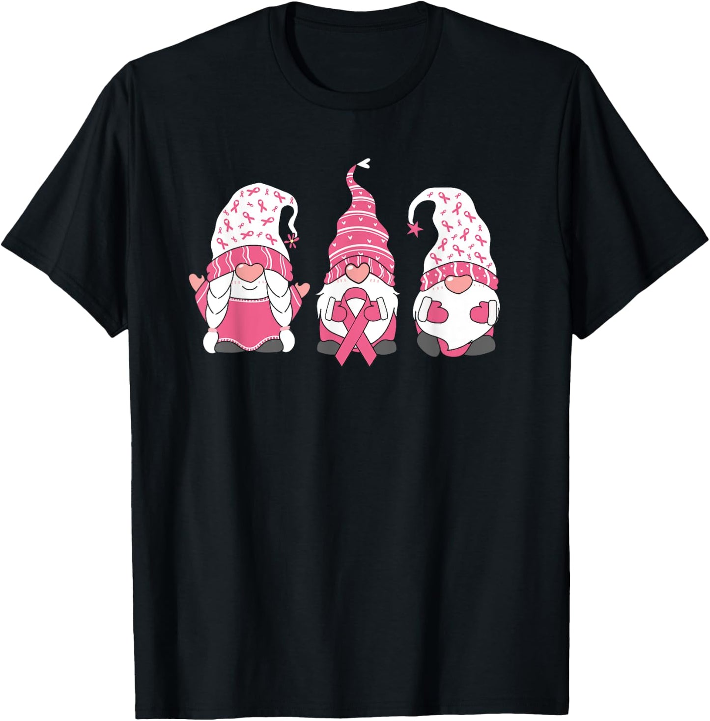 Gnomes Breast Cancer Family Support Breast Cancer Awareness T-Shirt - T-Shirt | Black