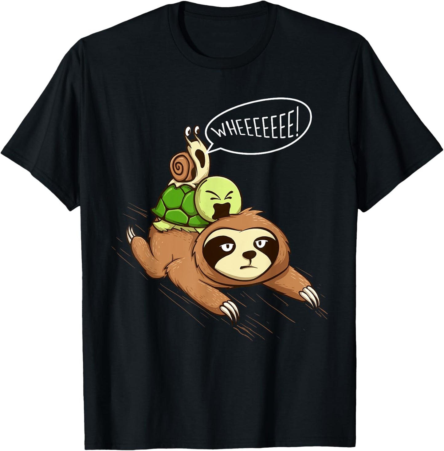 Wheeeeeee - Wildlife Sloth Turtle Snail Animal Pet Lover T-Shirt - T-Shirt | Black