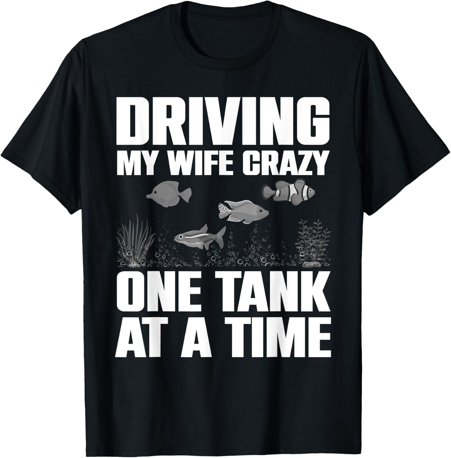 Cute Aquarium Art For Husband Men Fishbowl Fish Tank Lover T-Shirt - T-Shirt | Black
