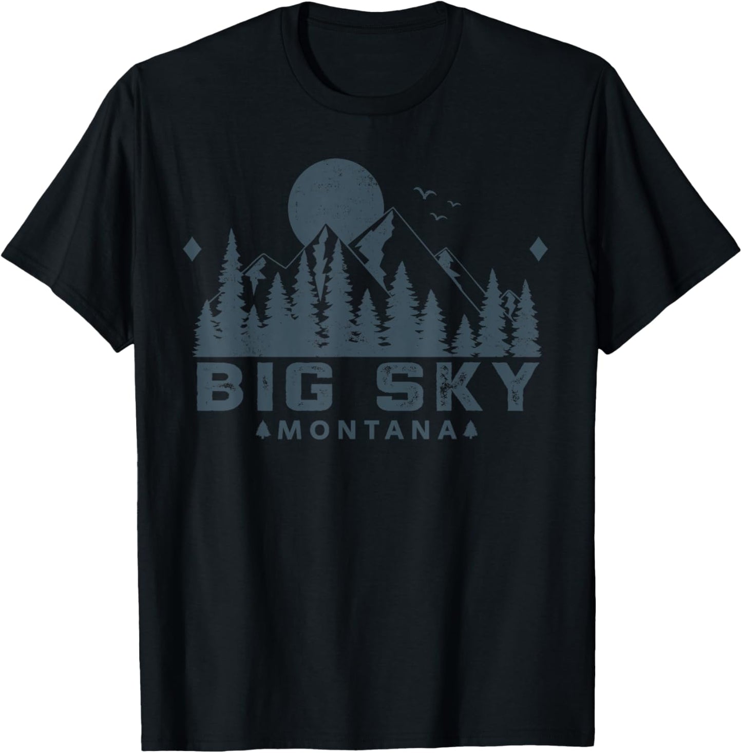 Vintage Big Sky Montana MT Ski Mountain Outdoor Vacation T-Shirt - T-Shirt | Black