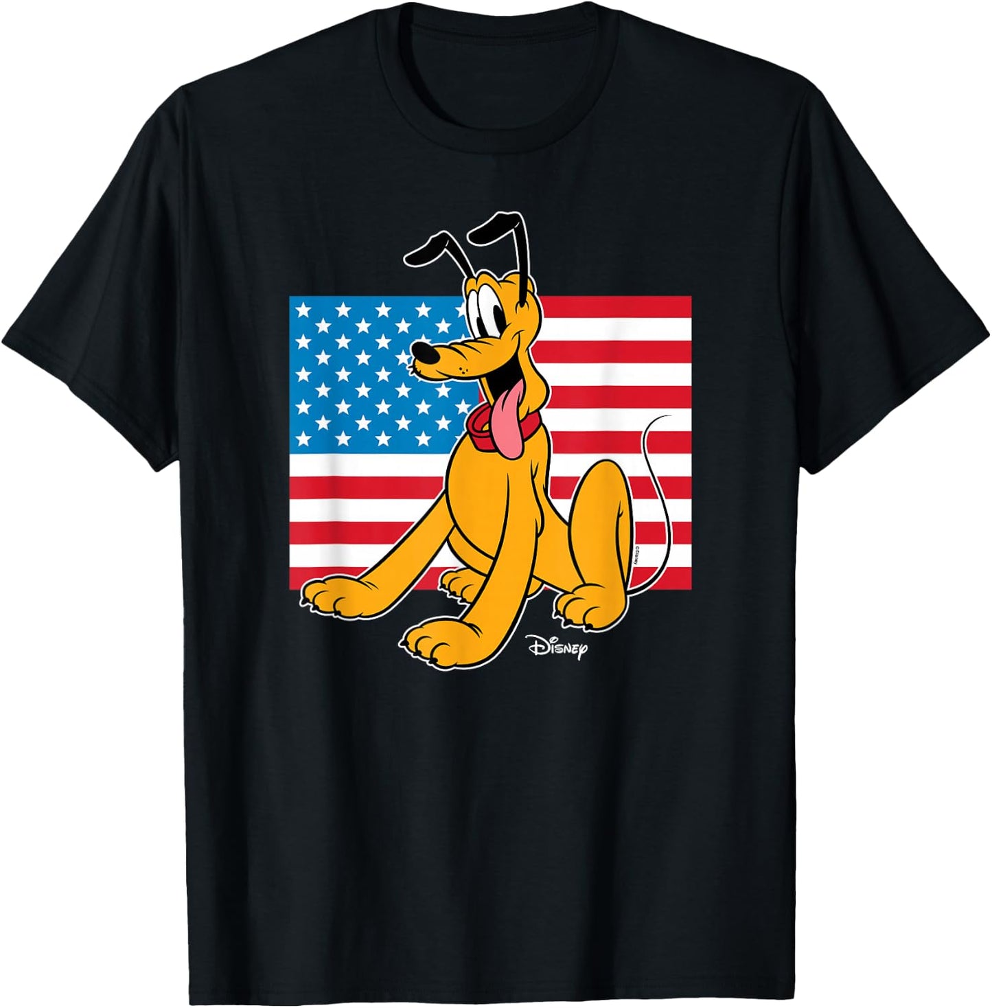 Pluto - Patriotic Americana USA Flag T-Shirt - T-Shirt | Black