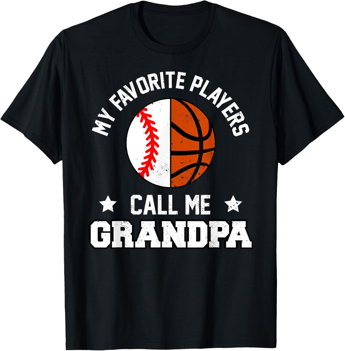 My Favorites Baseball Basketball Players Call Me Grandpa T-Shirt - T-Shirt | Black