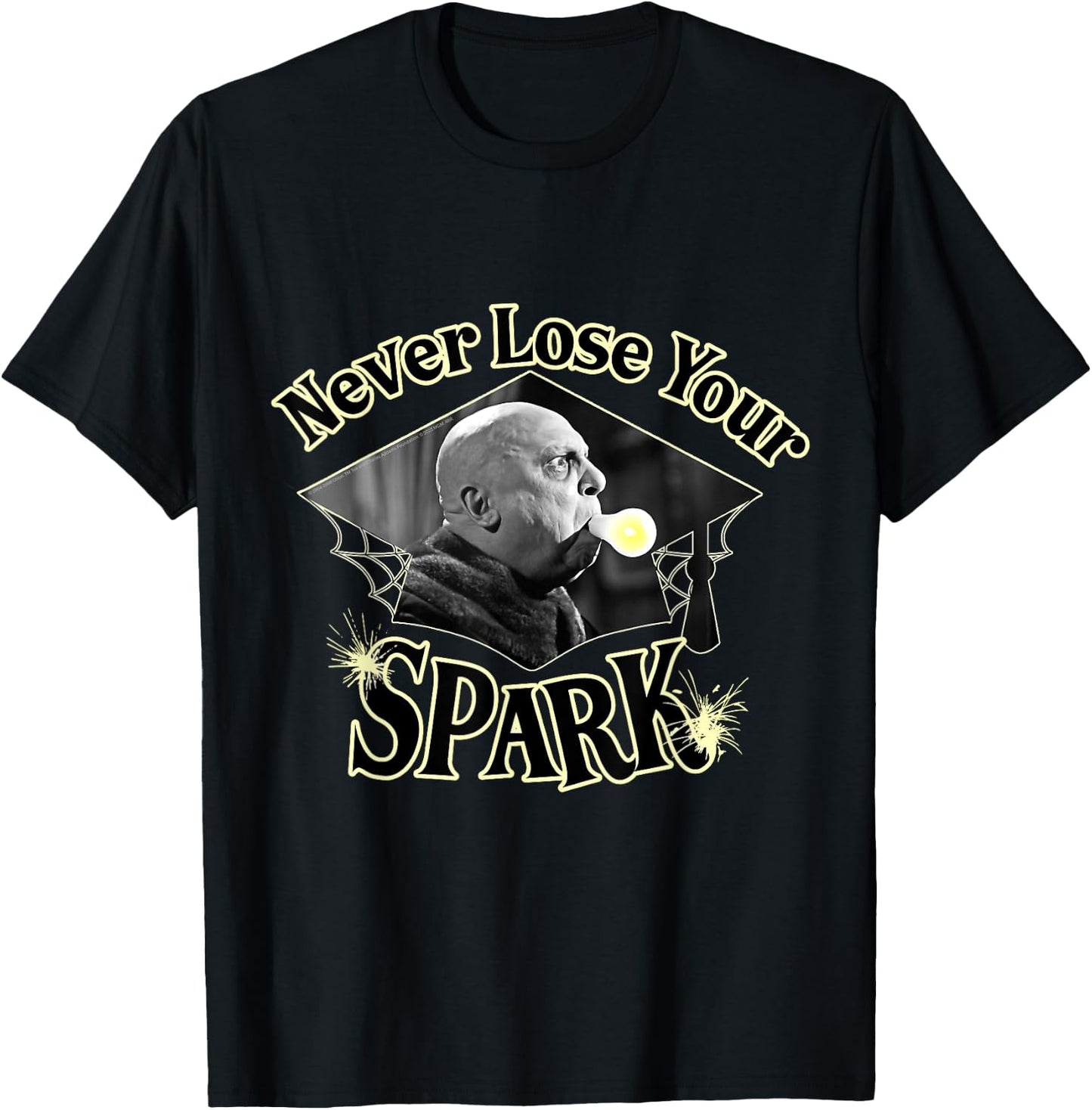 The Addams Family TV Series – Uncle Fester Graduation Spark T-Shirt - T-Shirt | Black