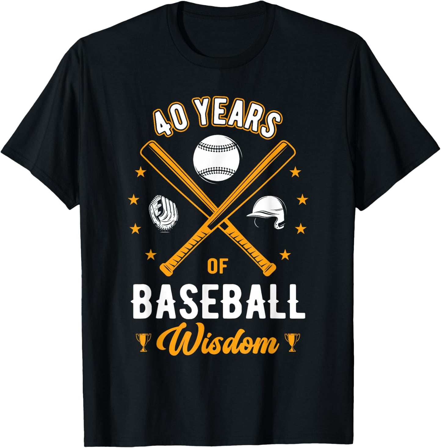40 Years Baseball Wisdom Sport 40th Birthday Baseball Coach T-Shirt - T-Shirt | Black