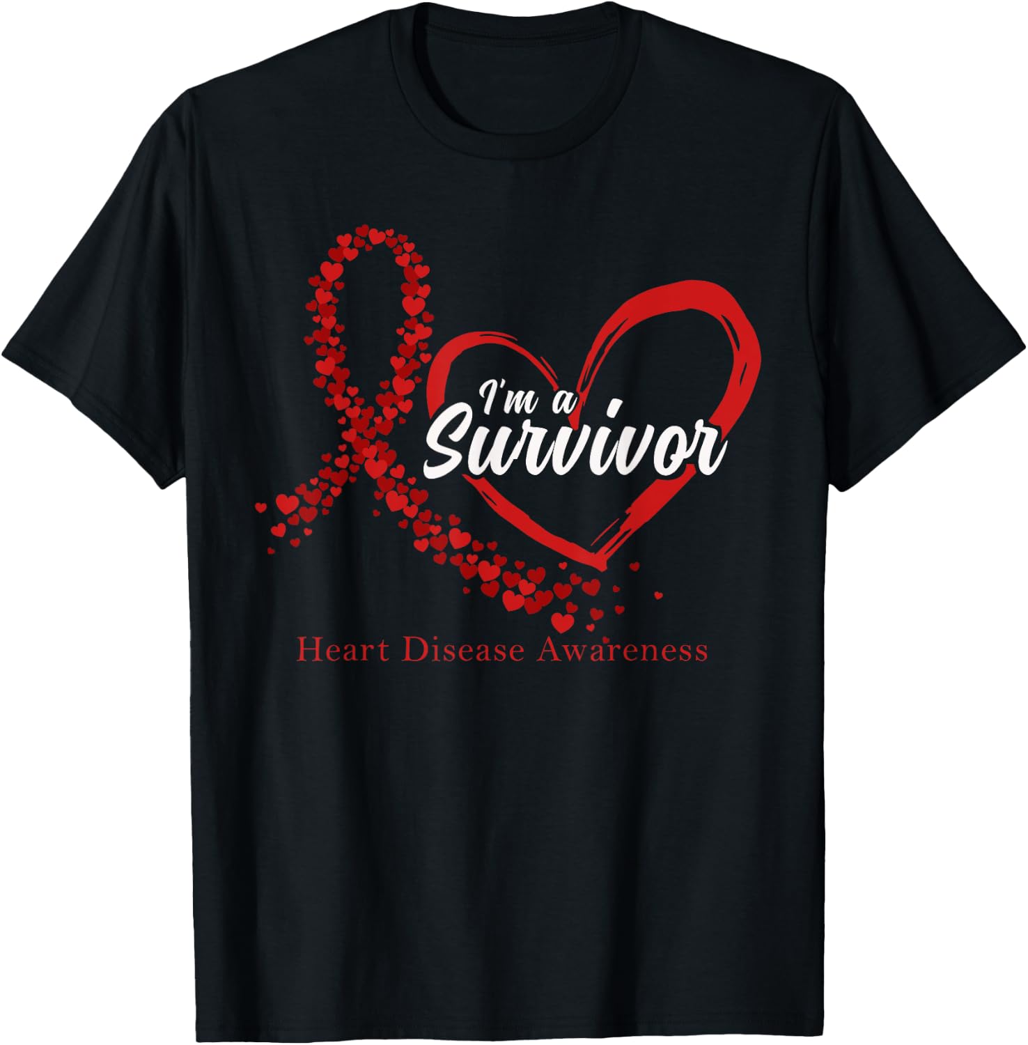 I'm A Survivor Heart Disease Awareness Month Support T-Shirt - T-Shirt | Black