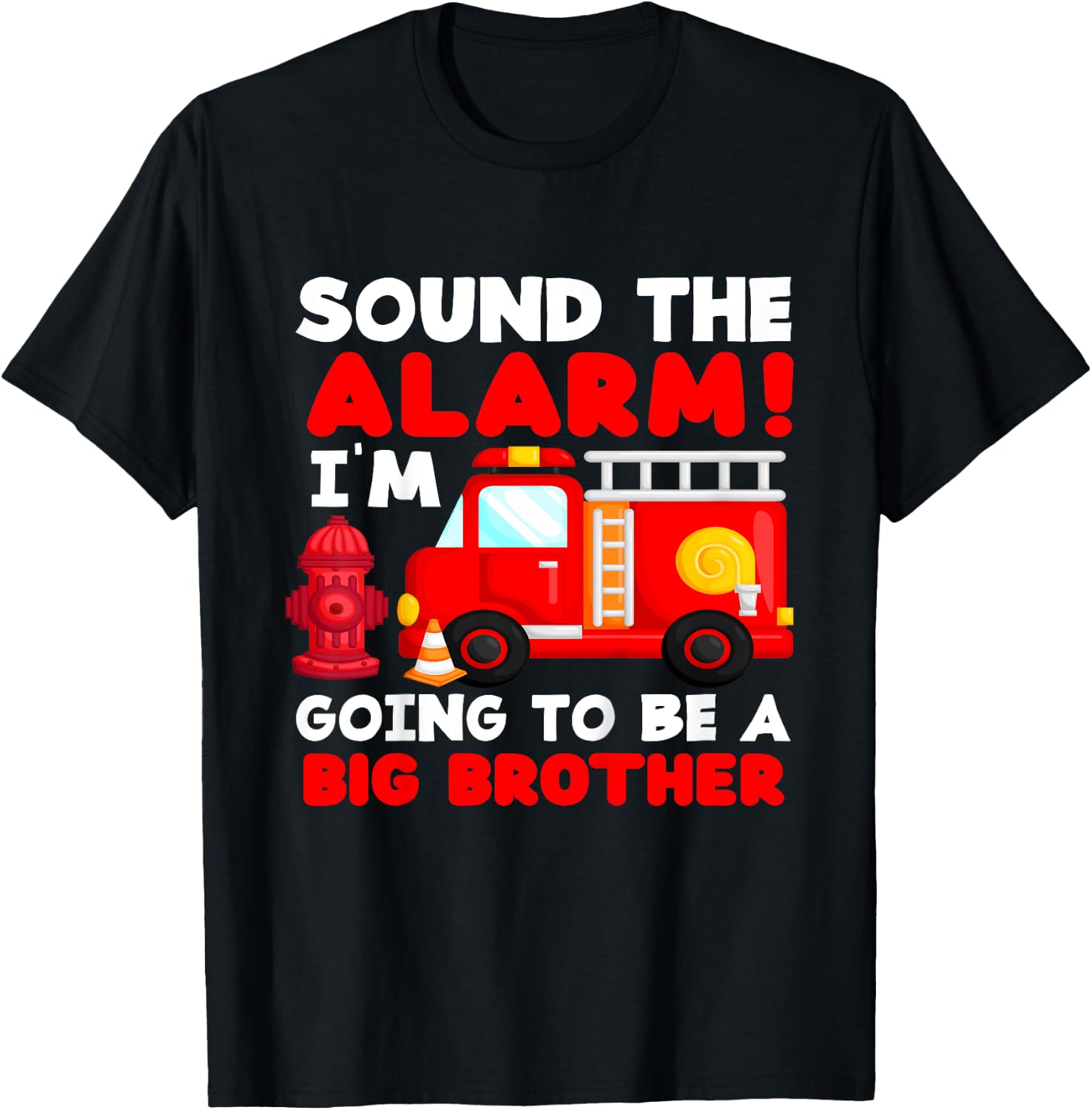 Kids Firetruck Firefighter I'm Going To Be A Big Brother T-Shirt - T-Shirt | Black
