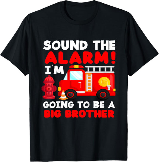 Kids Firetruck Firefighter I'm Going To Be A Big Brother T-Shirt - T-Shirt | Black