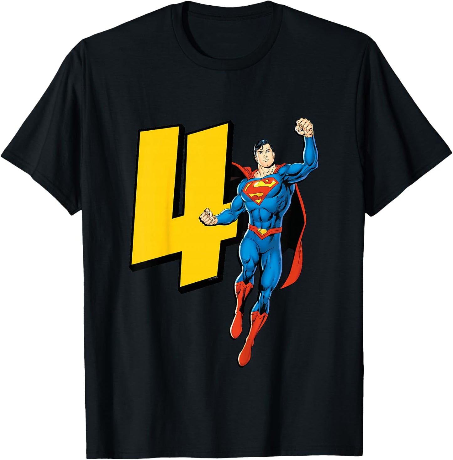 Kids Superman Super Hero 4th Birthday T-Shirt - T-Shirt | Black
