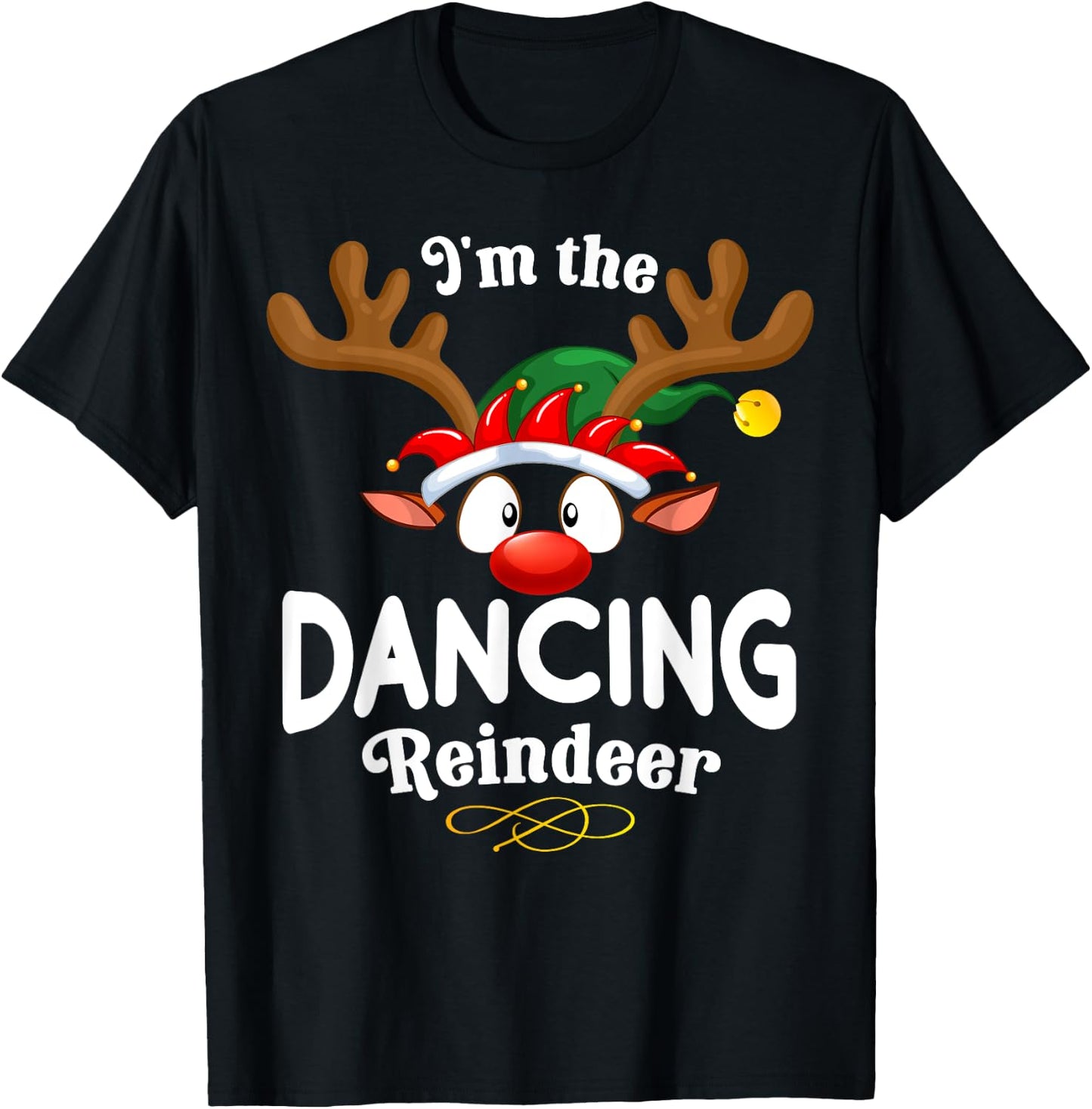 Christmas PJS Dancing XMas Reindeer Matching T-Shirt - T-Shirt | Black