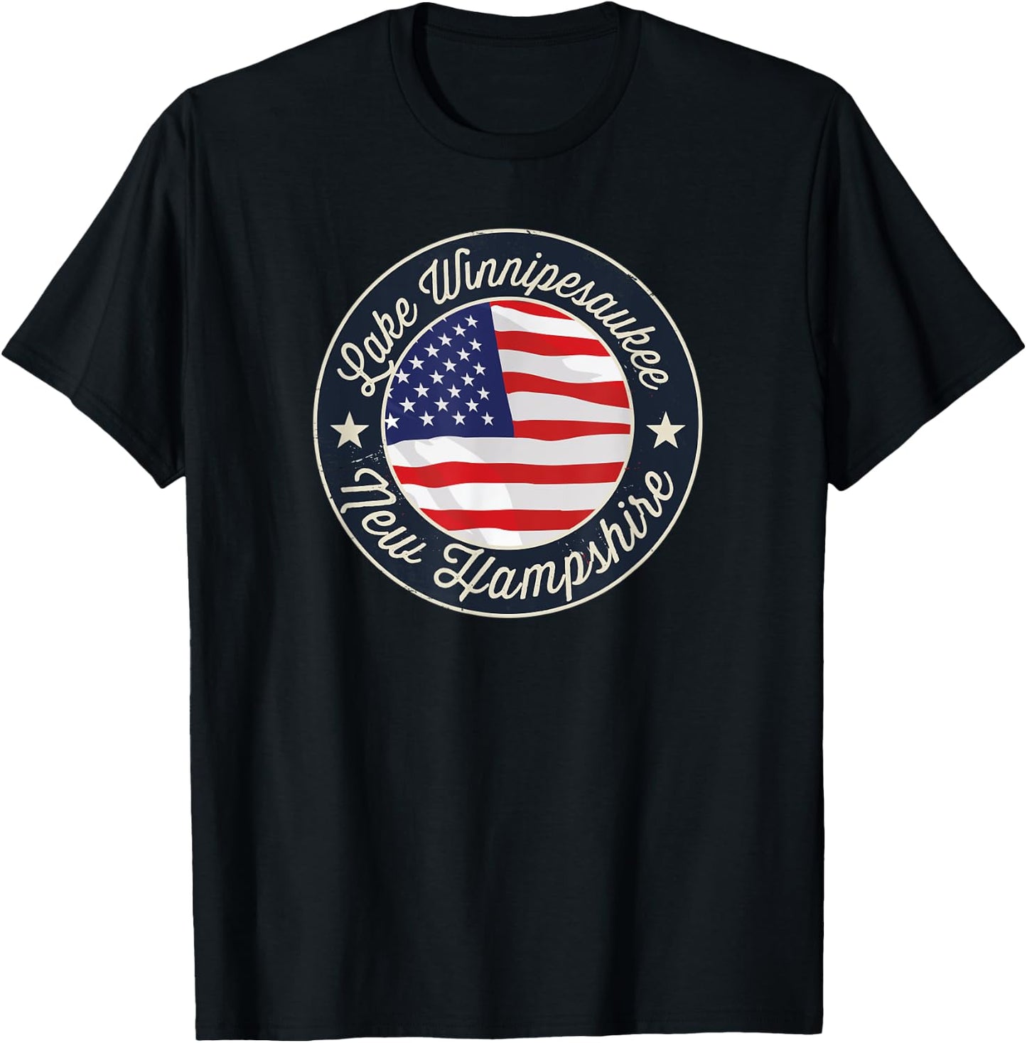 Lake Winnipesaukee - Patriotic New Hampshire Souvenir T-Shirt - T-Shirt | Black