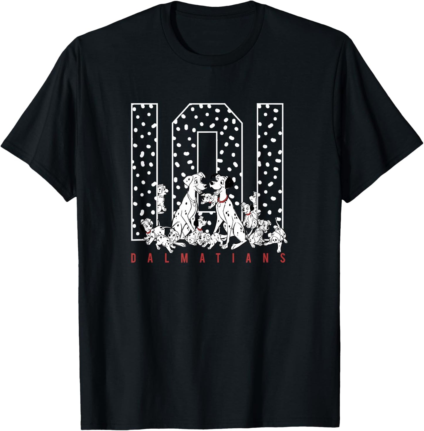 Disney 101 Dalmatians Group Shot Big Spotted Numbers T-Shirt - T-Shirt | Black