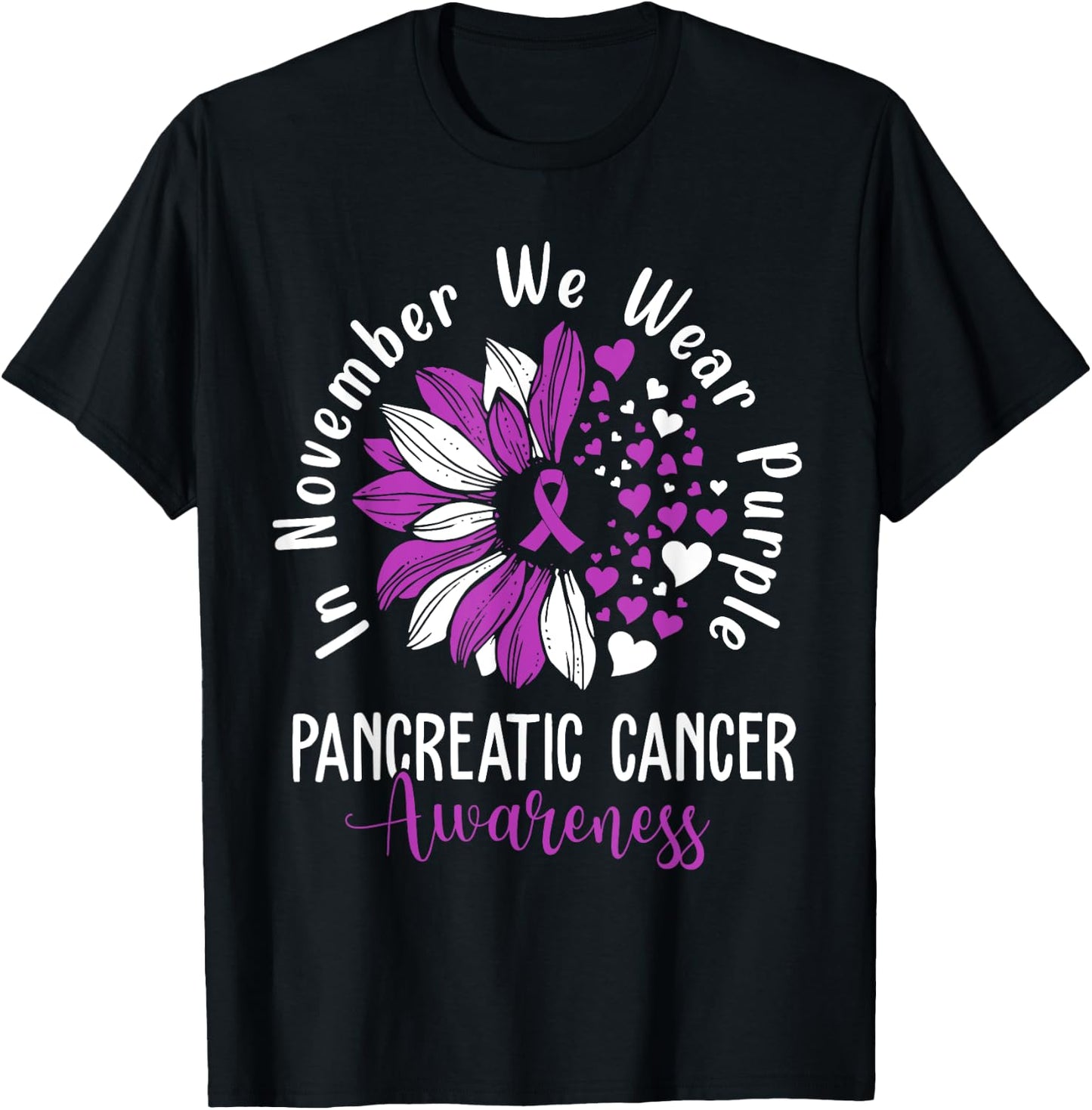 In November We Wear Purple Pancreatic Cancer Awareness T-Shirt - T-Shirt | Black