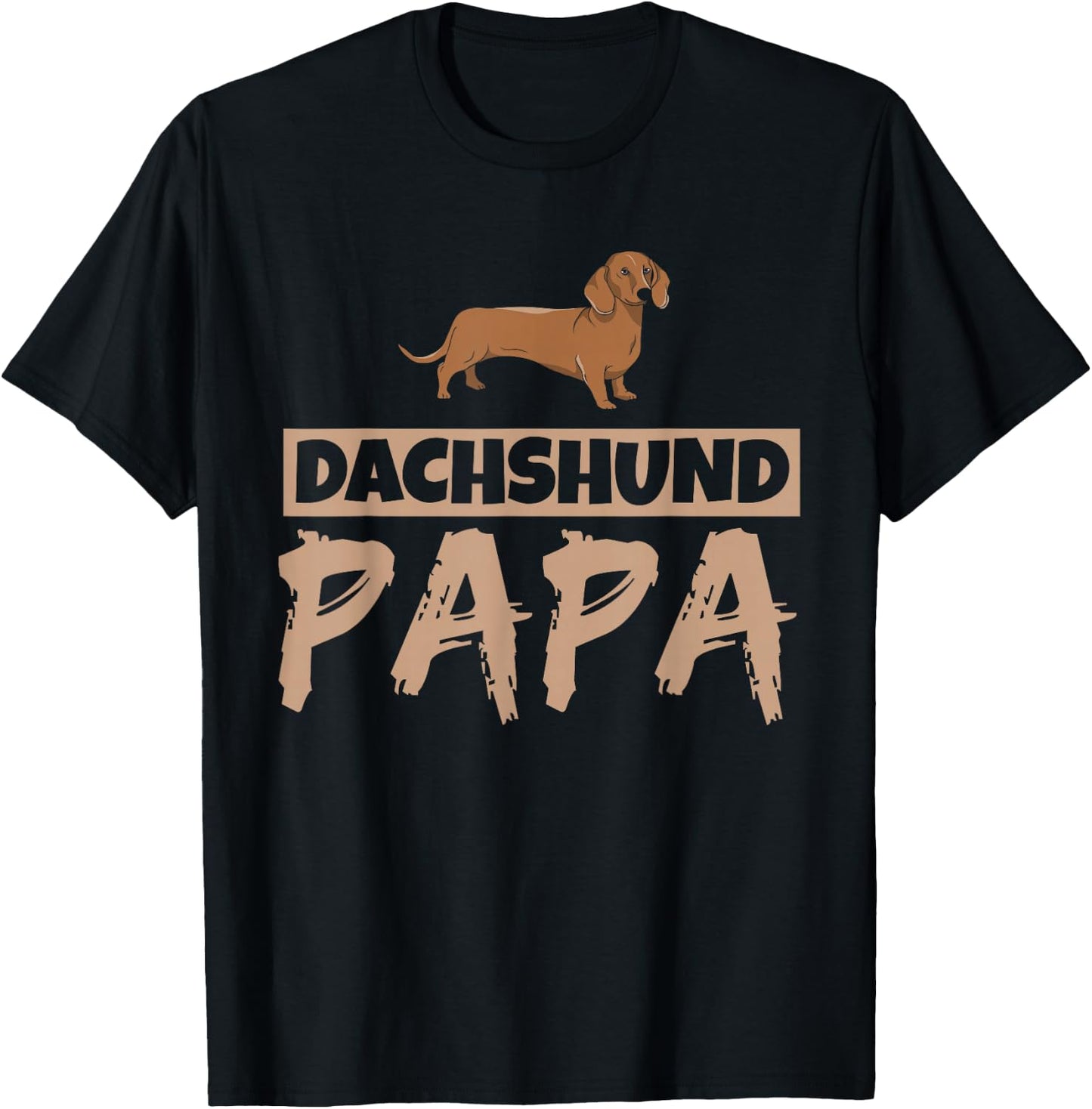 Dachshund Papa Dog Wiener Owner Puppy Dachshund Dad Father T-Shirt - T-Shirt | Black