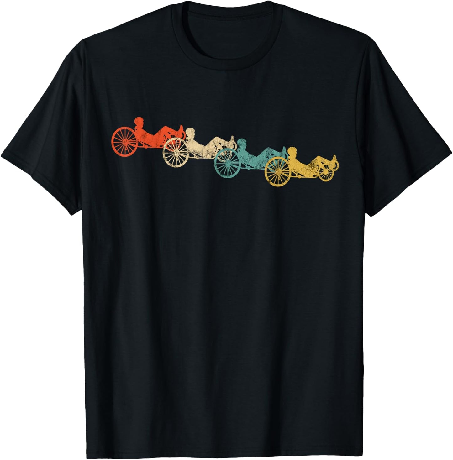 Recumbent Bike Cyclist Vintage Retro Cycling Recumbent Trike T-Shirt - T-Shirt | Black