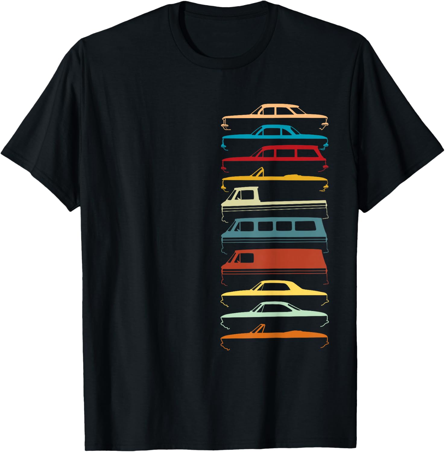 Corvair Silhouettes Illustration All Models T-Shirt - T-Shirt | Black