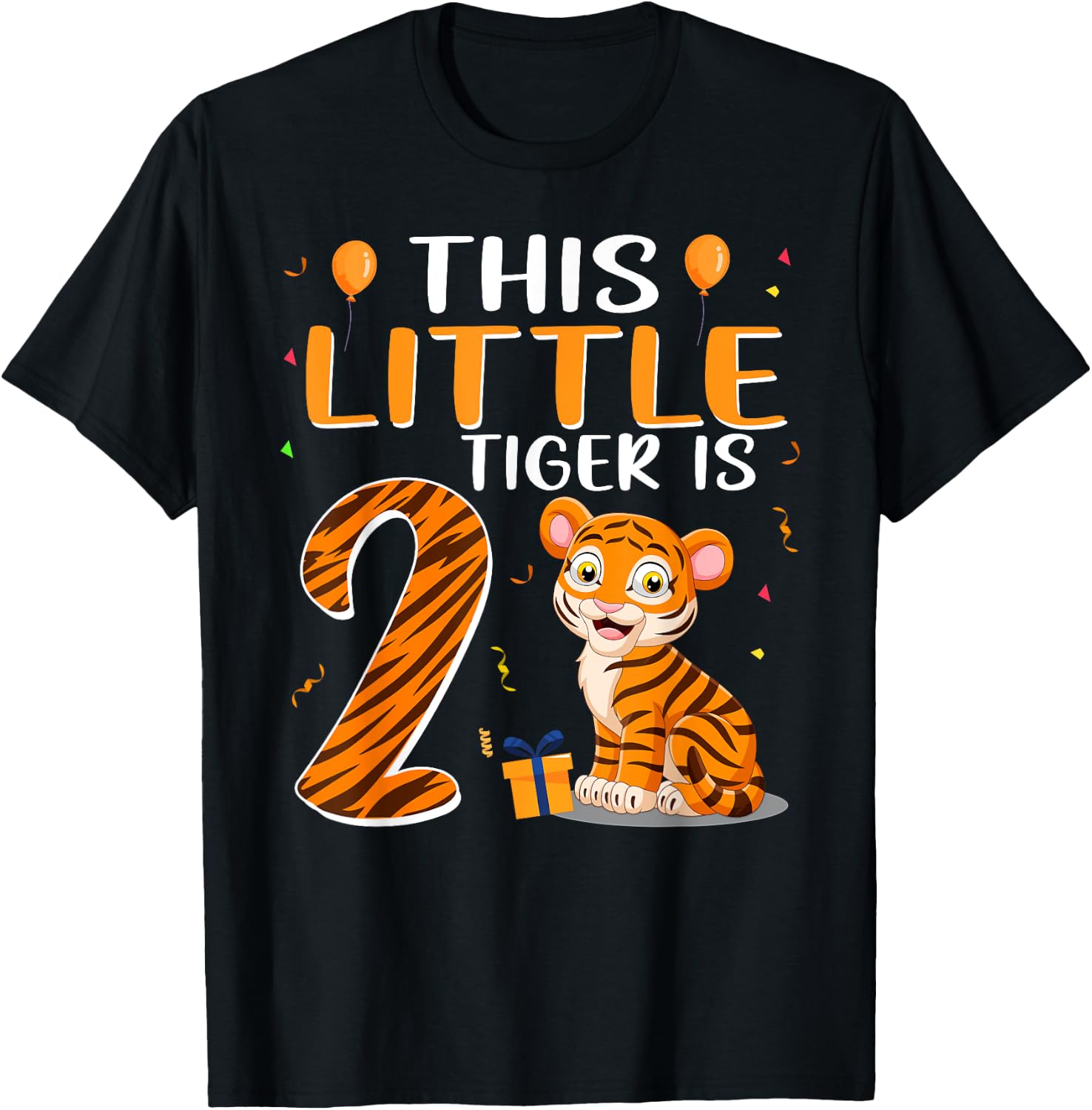 This Little Tiger Is 2 Birthday Party 2 Year Old T-Shirt - T-Shirt | Black