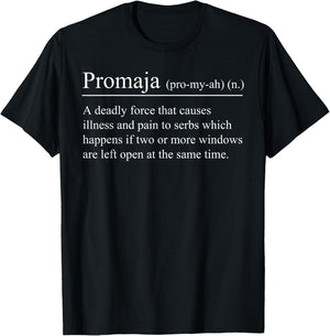 Promaja Definition Serbia Superstitious Believe Serbian T-Shirt - T-Shirt | Black