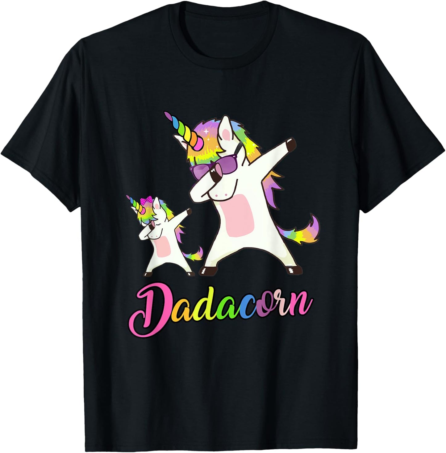 Dadacorn Funny Unicorn Daddy Unicorn Girl and Father T-Shirt - T-Shirt | Black