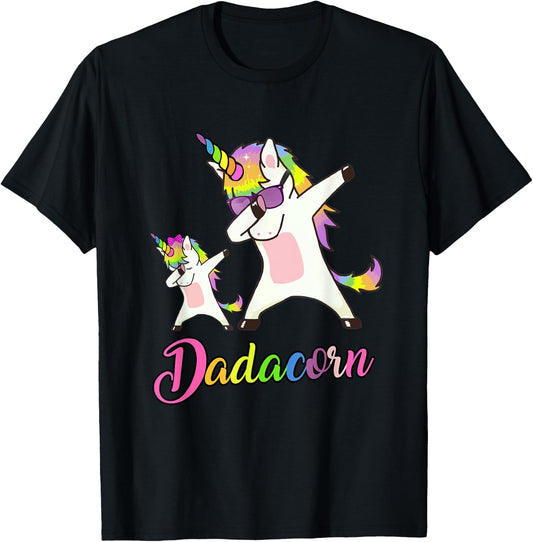 Dadacorn Funny Unicorn Daddy Unicorn Girl and Father T-Shirt - T-Shirt | Black