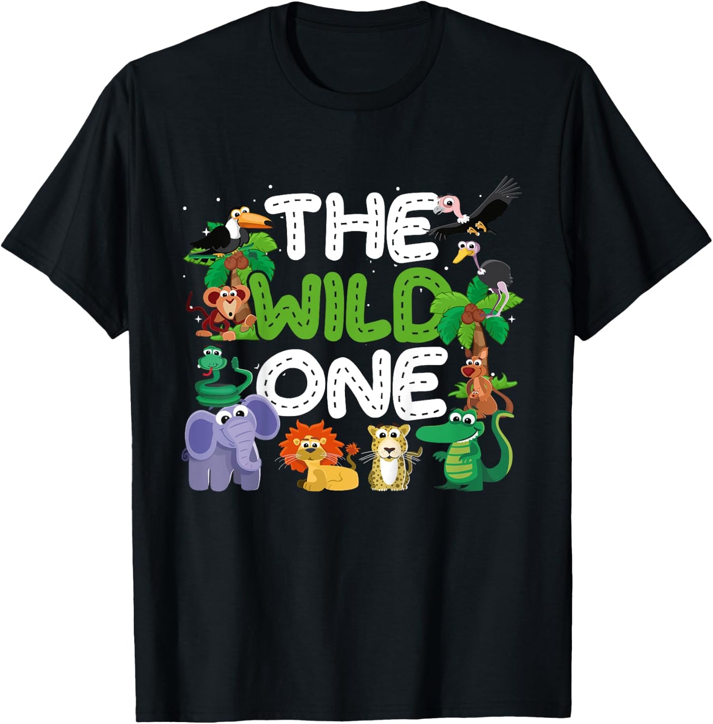Boy Girl The Wild One Zoo Keeper Birthday Jungle Safari T-Shirt - T-Shirt | Black