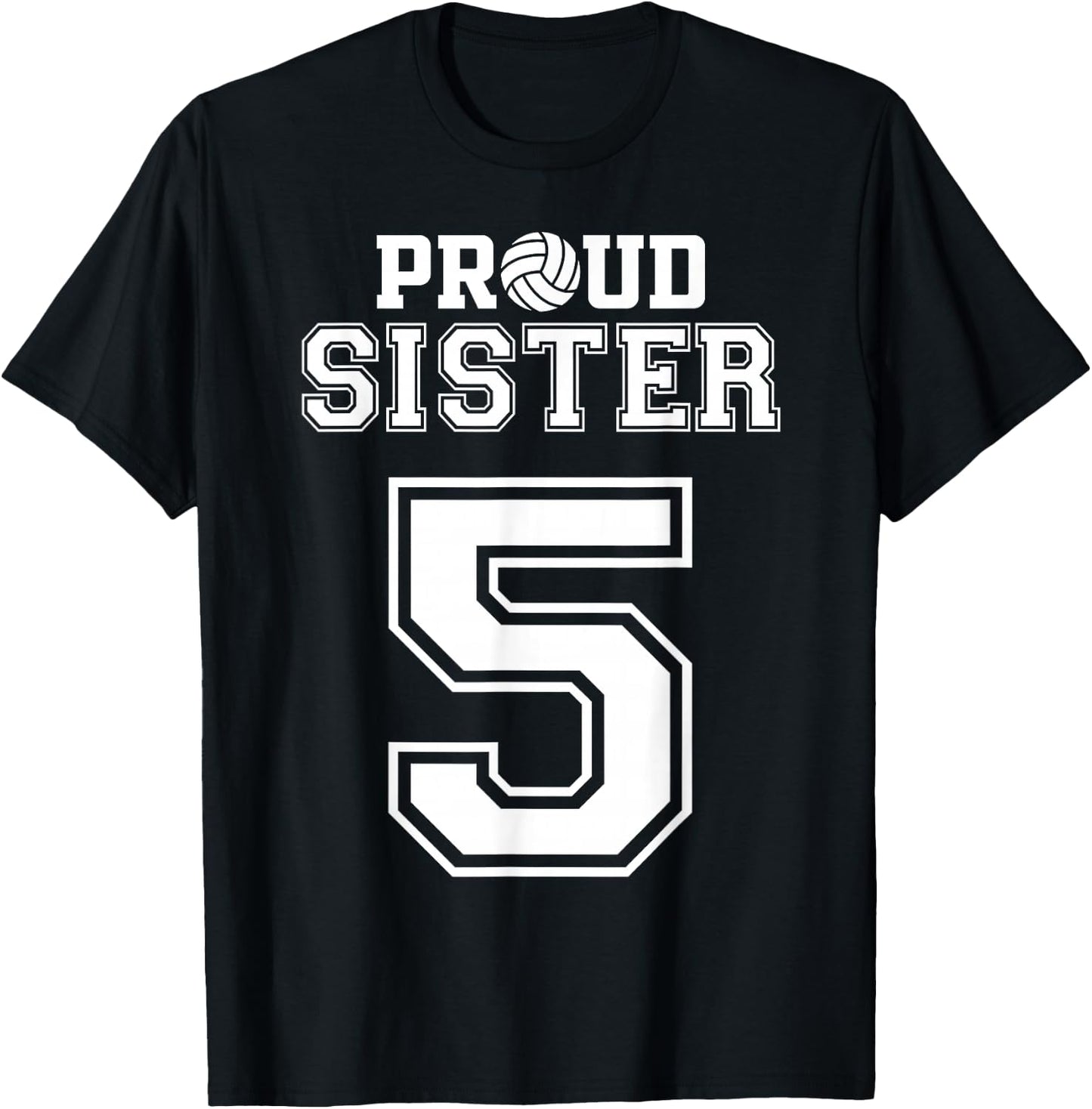 Custom Proud Volleyball Sister Number 5 Personalized Women T-Shirt - T-Shirt | Black